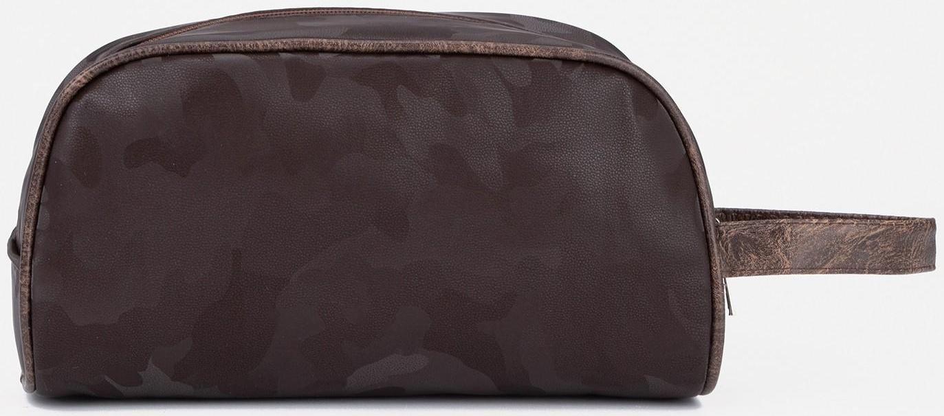 Косметичка на молнии, наружный карман, цвет коричневый