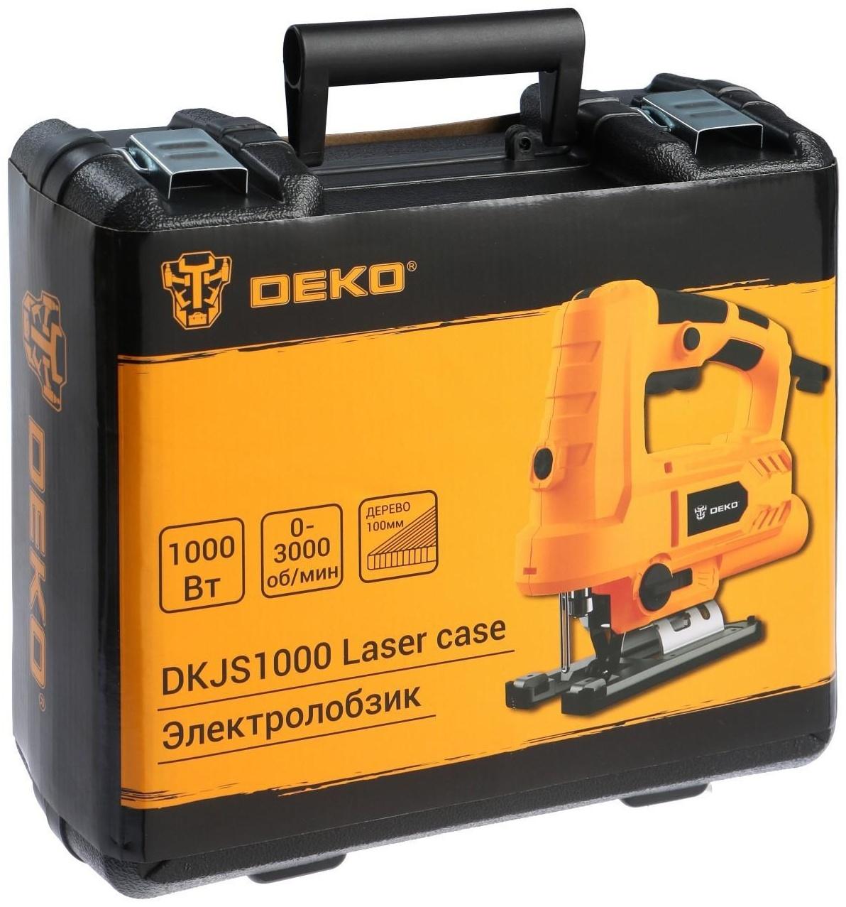 Лобзик DEKO DKJS1000 Laser, 1000 Вт, 800-3000 ход/мин, регулировка оборотов, лазер, кейс
