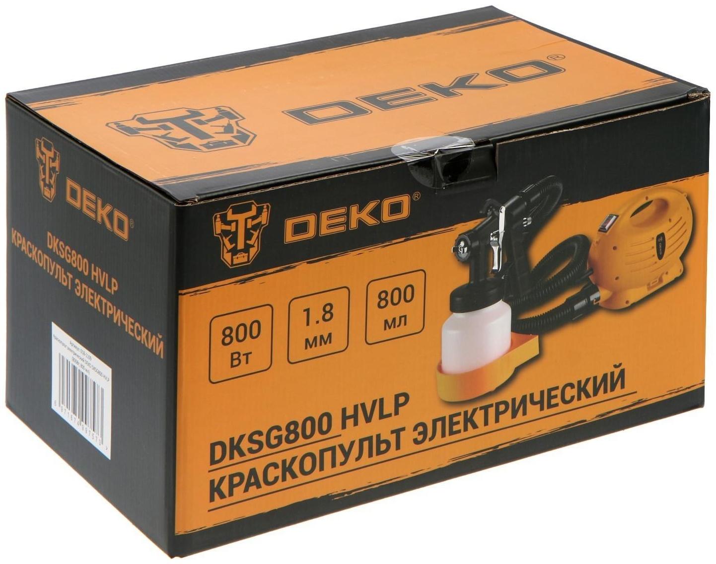 Краскопульт электрический DEKO DKSG800 HVLP, 800 Вт, 1000 мл, 28000 об/мин, сопло 1.5 мм