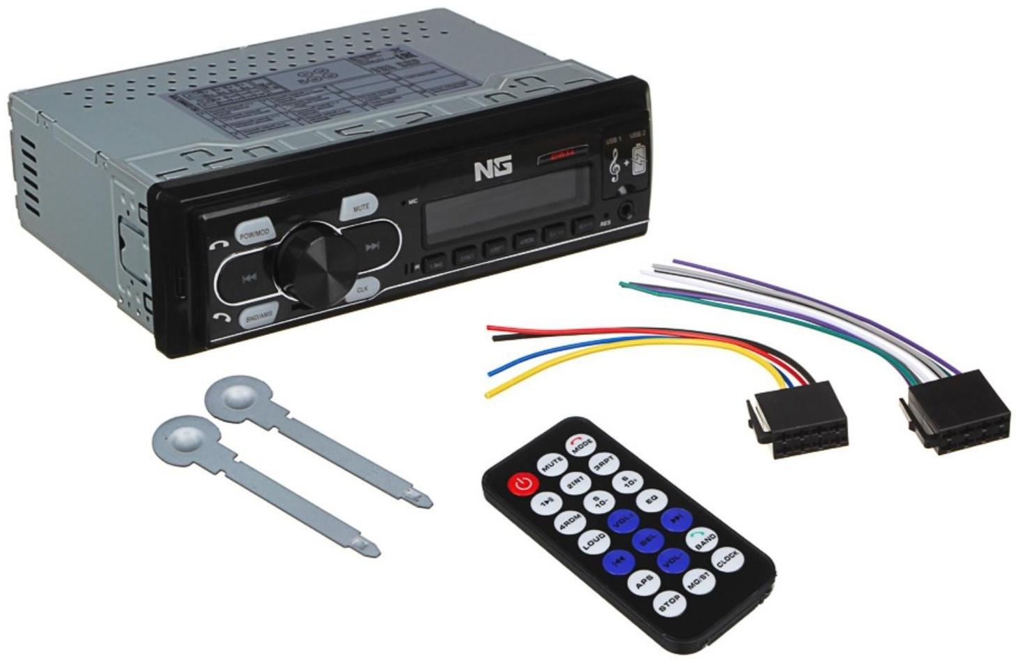 Автомагнитола NG, 45 Вт, USB-FLASH порт, беспроводное bluetooth-соединение, AUX, 4 канала