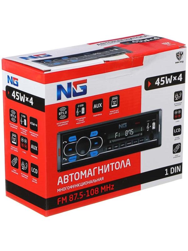Автомагнитола NG, 45 Вт, USB-FLASH порт, беспроводное bluetooth-соединение, AUX, 4 канала