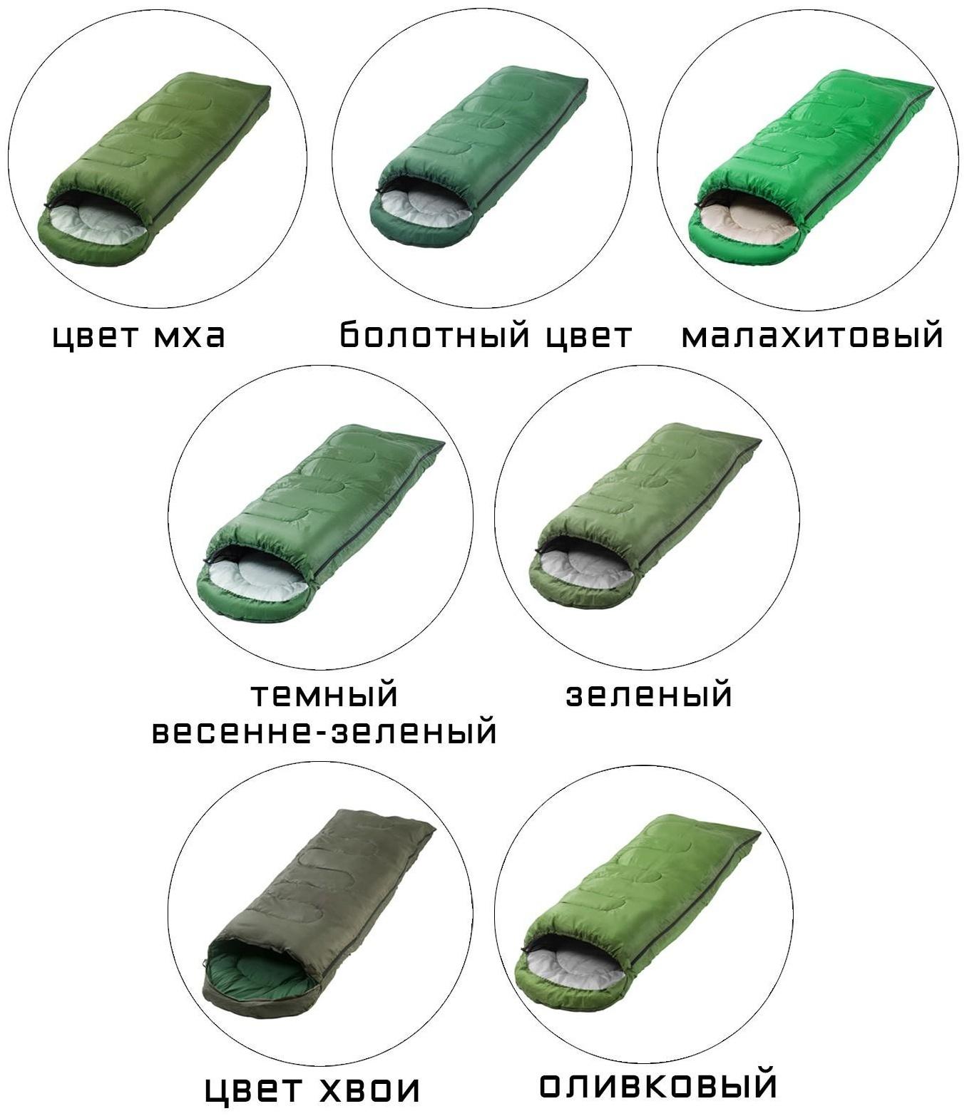 Спальный мешок туристический, 220 х 75 см, до -20 градусов, 700 г/м2, болотный