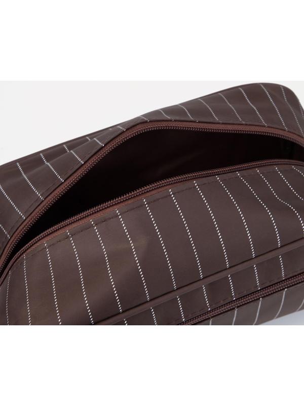 Косметичка на молнии, наружный карман, цвет коричневый