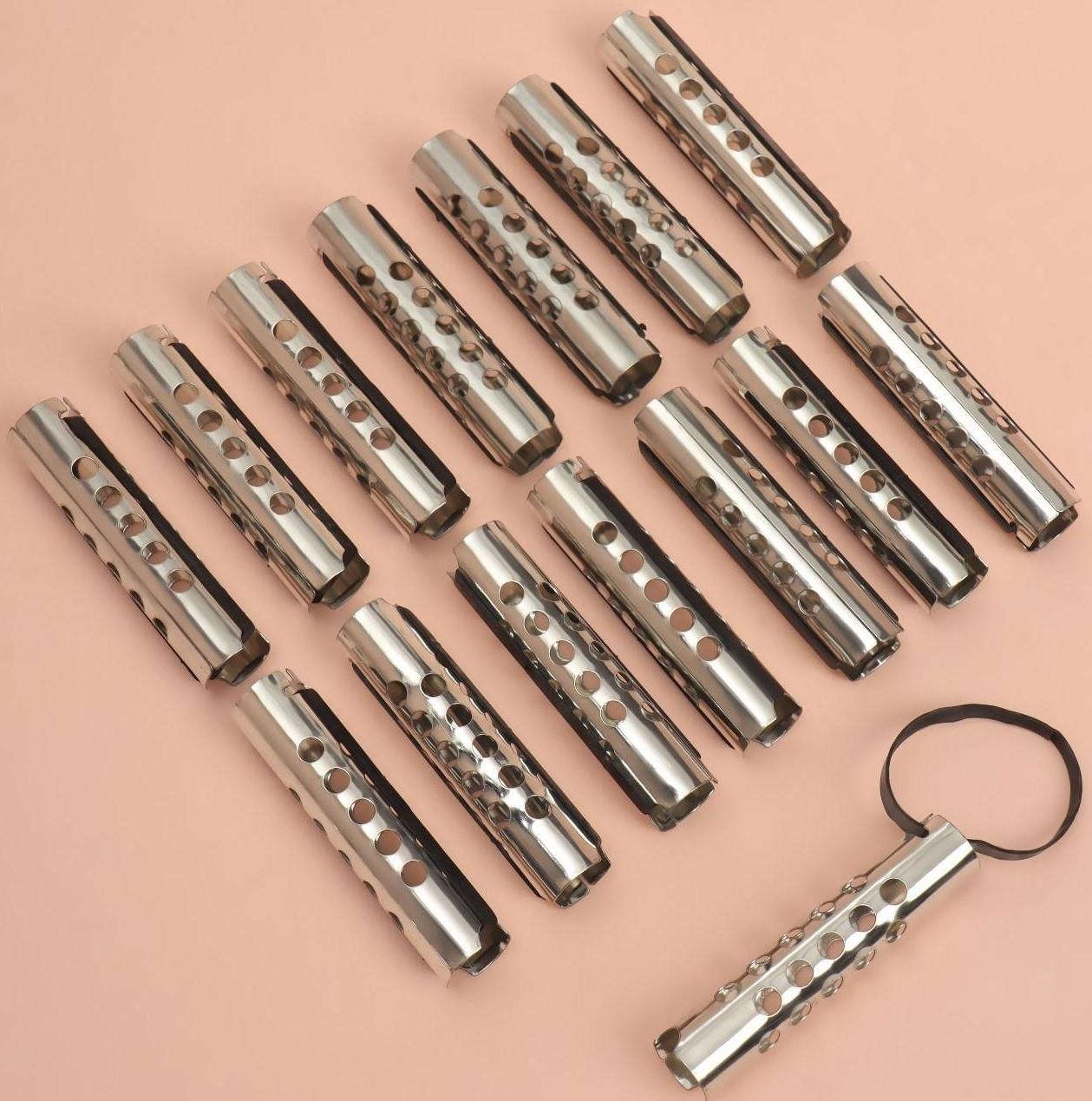 Бигуди металлические на резинке, с планкой, d = 1,5 см, 15 шт, цвет серебристый