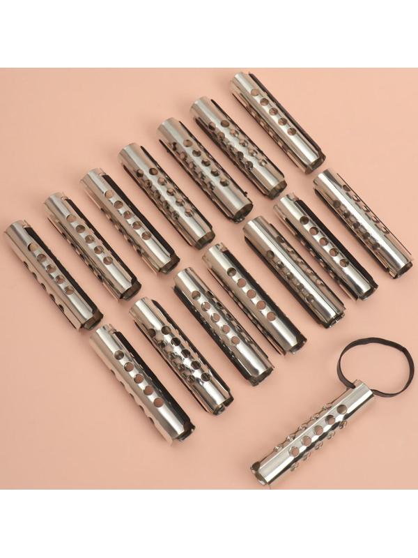 Бигуди металлические на резинке, с планкой, d = 1,5 см, 15 шт, цвет серебристый