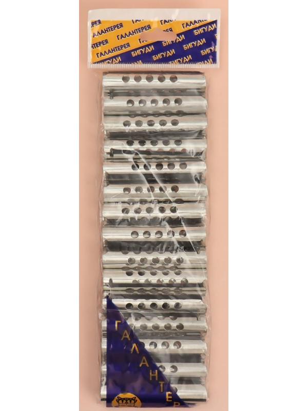 Бигуди металлические на резинке, с планкой, d = 1,5 см, 15 шт, цвет серебристый