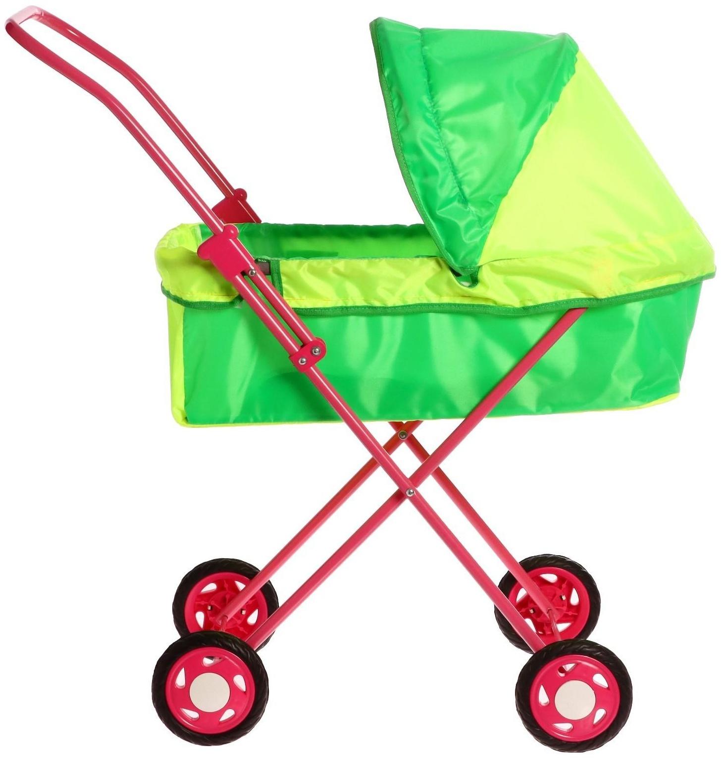 Коляска кукольная №1, цвет лимонный/зелёный