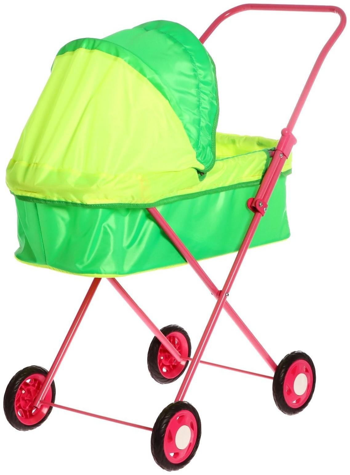 Коляска кукольная №1, цвет лимонный/зелёный