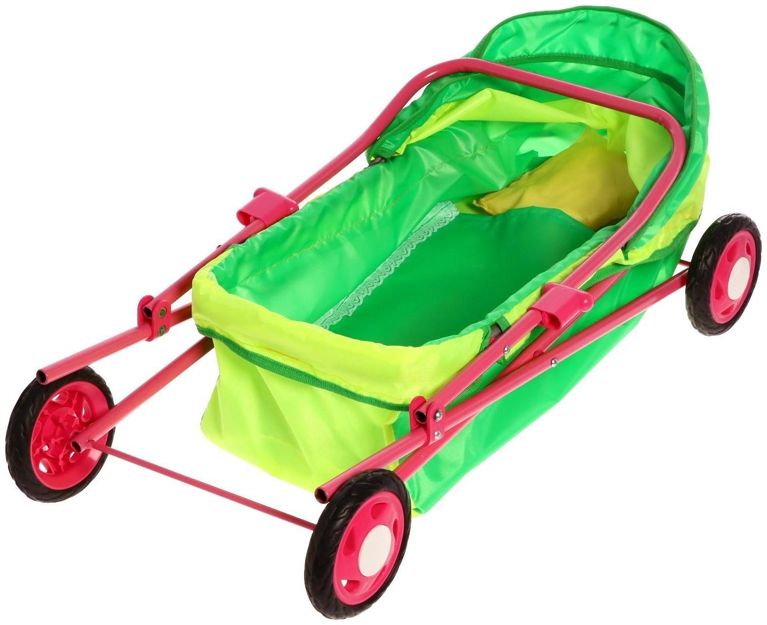Коляска кукольная №1, цвет лимонный/зелёный