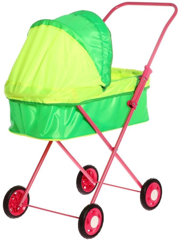 Коляска кукольная №1, цвет лимонный/зелёный