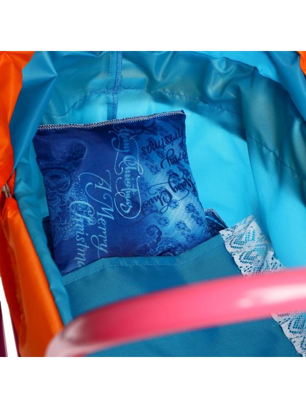 Коляска кукольная №3, цвет оранжево-голубой