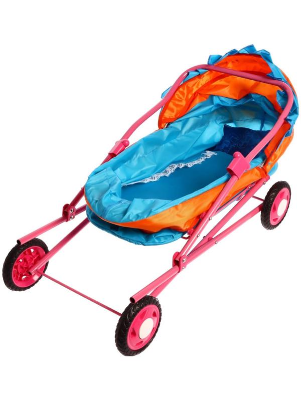 Коляска кукольная №3, цвет оранжево-голубой