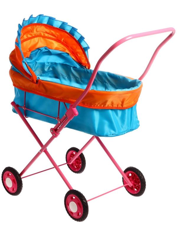 Коляска кукольная №3, цвет оранжево-голубой