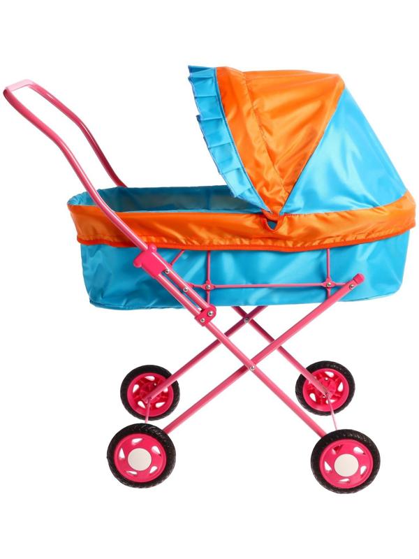 Коляска кукольная №3, цвет оранжево-голубой