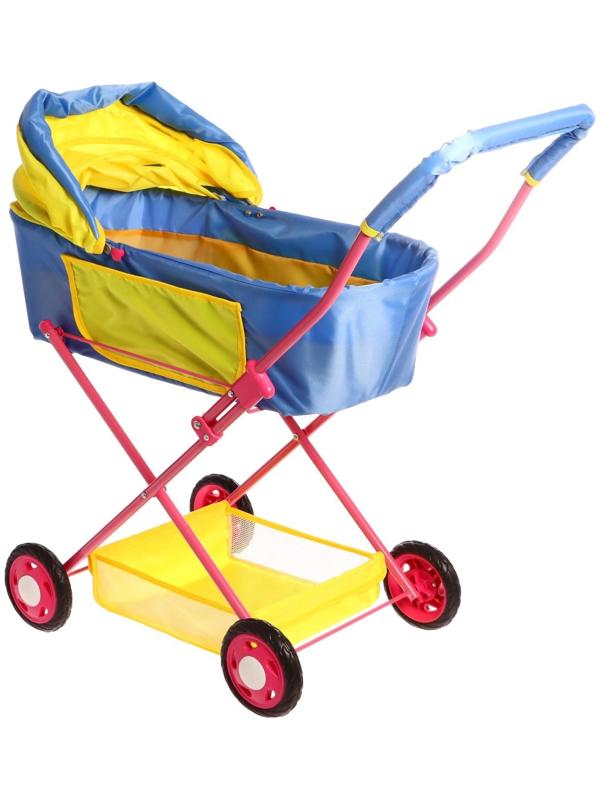 Коляска кукольная №4, цвет сине-жёлтый
