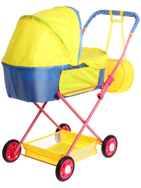 Коляска кукольная №4, цвет сине-жёлтый