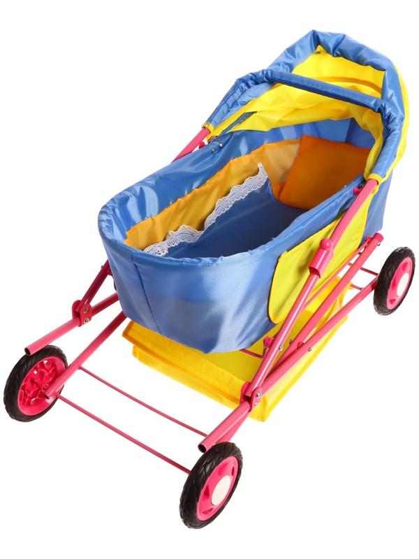 Коляска кукольная №4, цвет сине-жёлтый