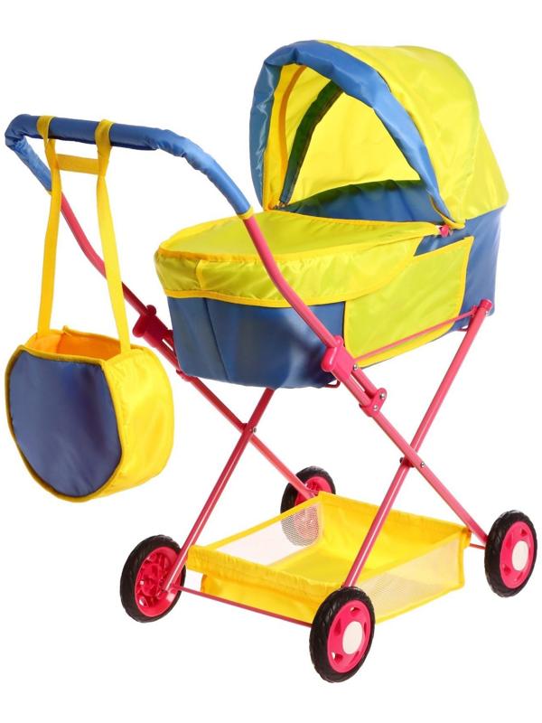 Коляска кукольная №4, цвет сине-жёлтый