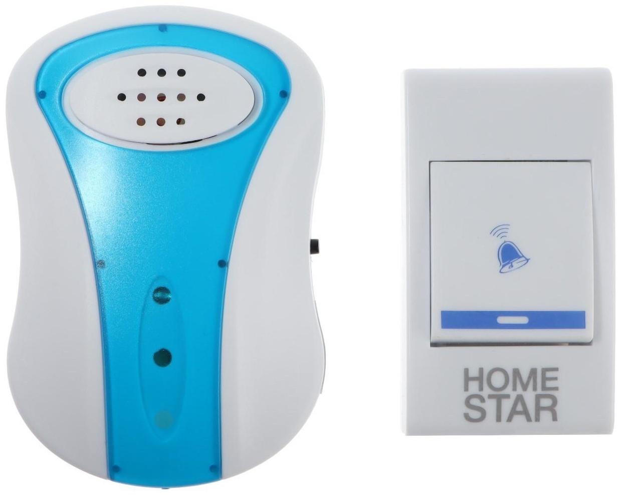 Звонок HomeStar HS-0105, беспроводной, 8,6 МВт, 32 мелодии, 80-90дБ, r=100м, 433.05Мгц, МИКС
