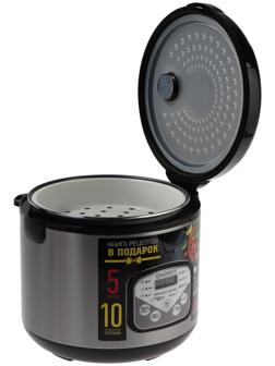 Мультиварка ENERGY EN-257, 900 Вт, 5 л, 10 программ, антипригарное покрытие, чёрная
