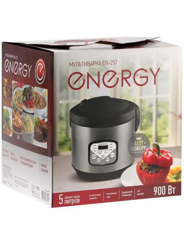 Мультиварка ENERGY EN-257, 900 Вт, 5 л, 10 программ, антипригарное покрытие, чёрная