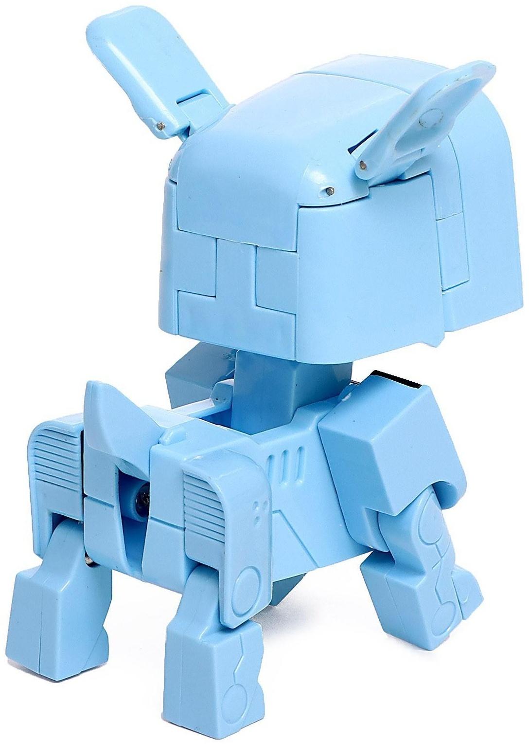 Робот-часы «Щенок», трансформируется в будильник, работает от батареек, цвет голубой