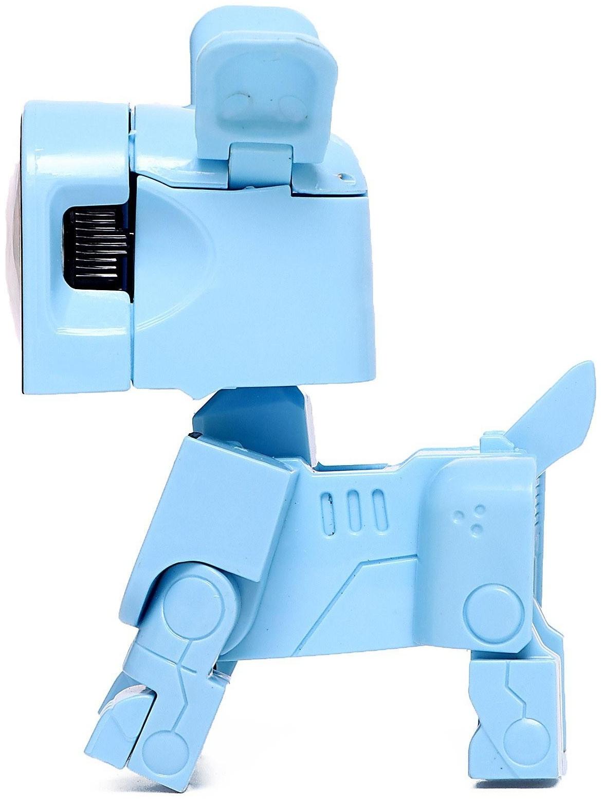 Робот-часы «Щенок», трансформируется в будильник, работает от батареек, цвет голубой