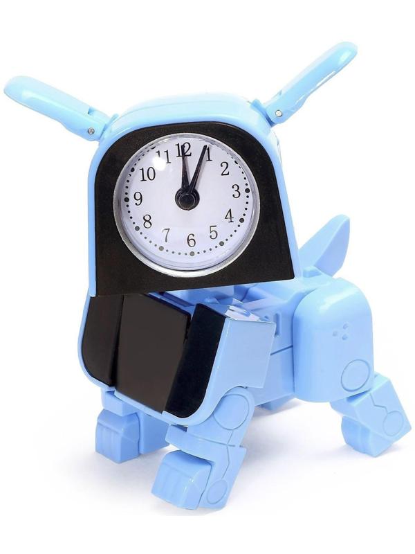 Робот-часы «Щенок», трансформируется в будильник, работает от батареек, цвет голубой