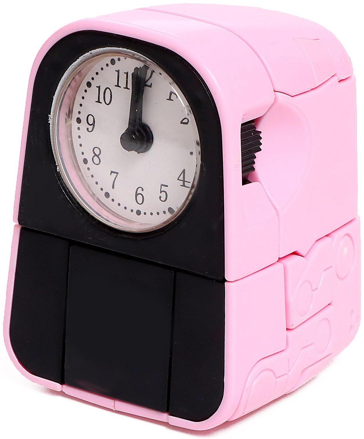 Робот-часы «Щенок», трансформируется в будильник, работает от батареек, цвет розовый