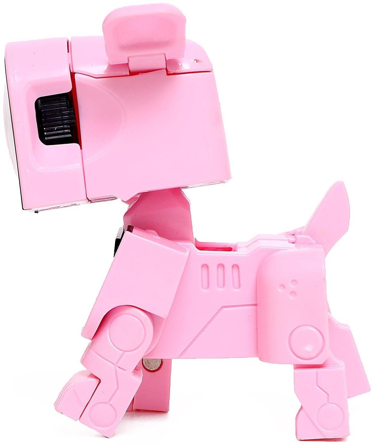 Робот-часы «Щенок», трансформируется в будильник, работает от батареек, цвет розовый