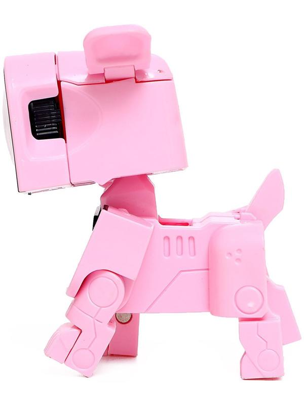 Робот-часы «Щенок», трансформируется в будильник, работает от батареек, цвет розовый