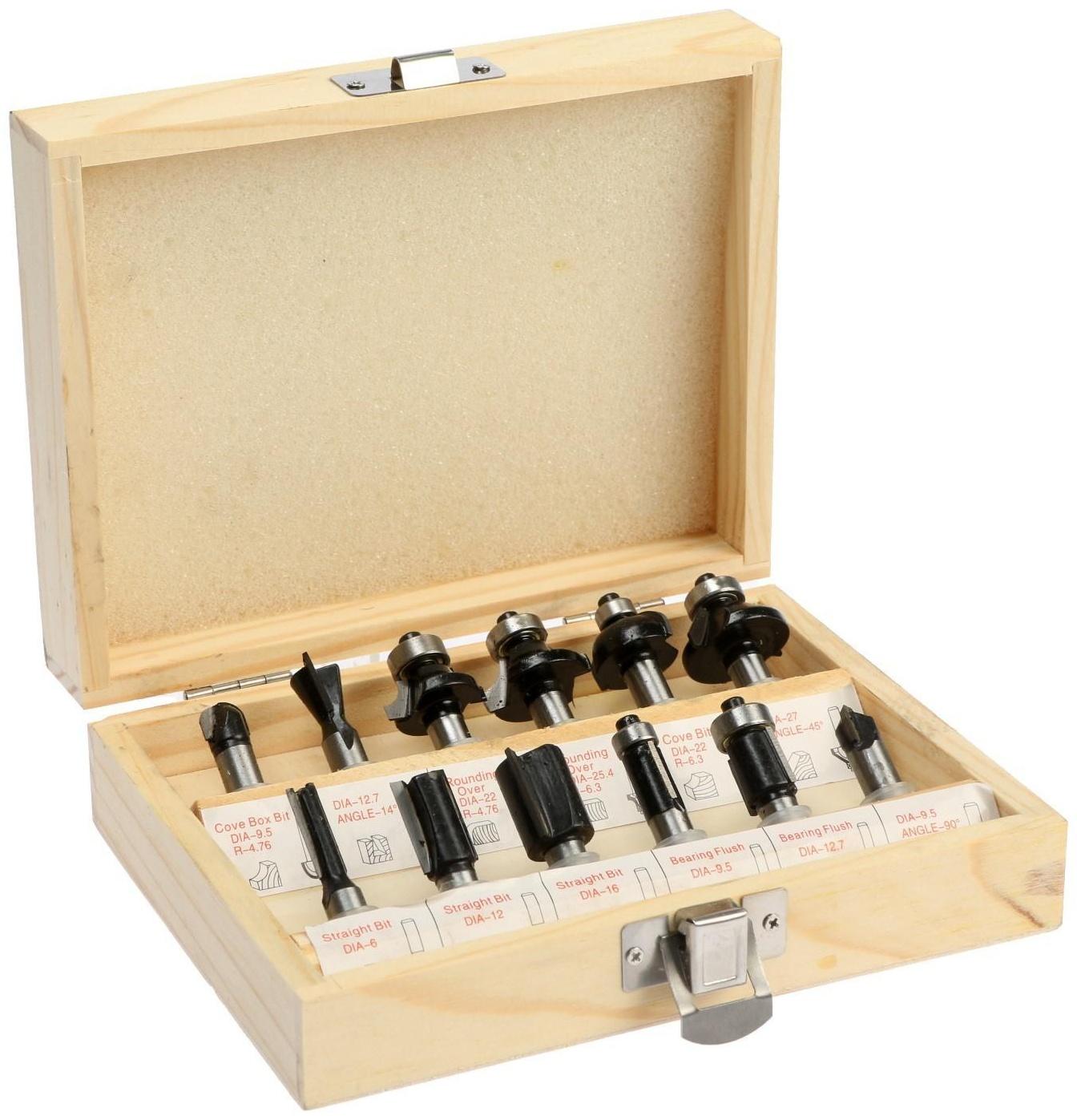 Сверла-фрезы VERTO 60H010, по дереву, набор 12 шт., хвостовик 8 мм + ПОДАРОК