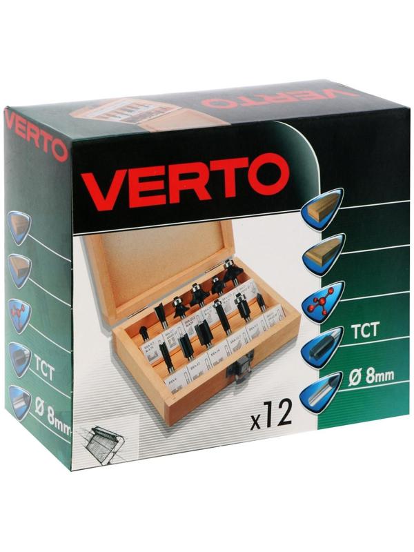 Сверла-фрезы VERTO 60H010, по дереву, набор 12 шт., хвостовик 8 мм + ПОДАРОК