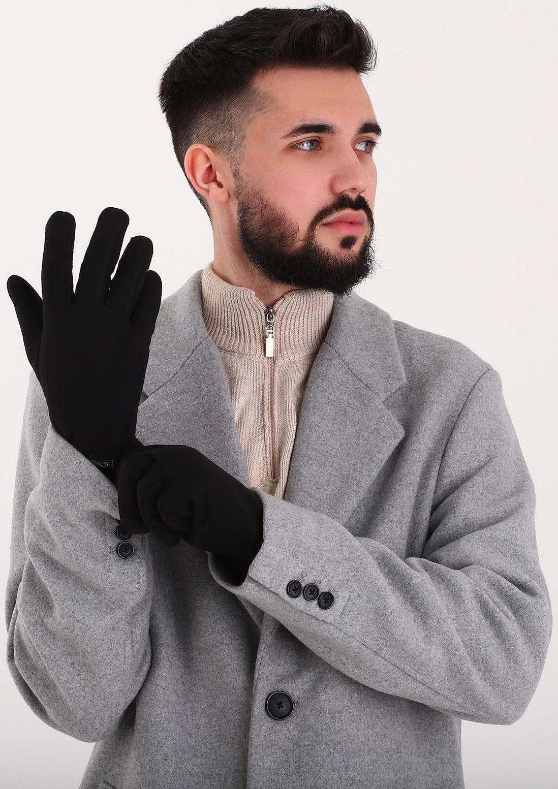 Перчатки мужские, безразмерные, без утеплителя, цвет чёрный