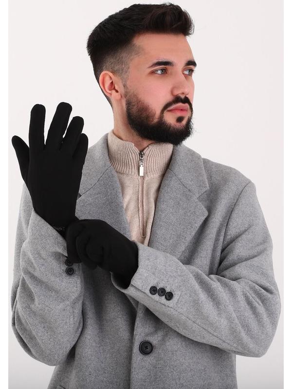 Перчатки мужские, безразмерные, без утеплителя, цвет чёрный