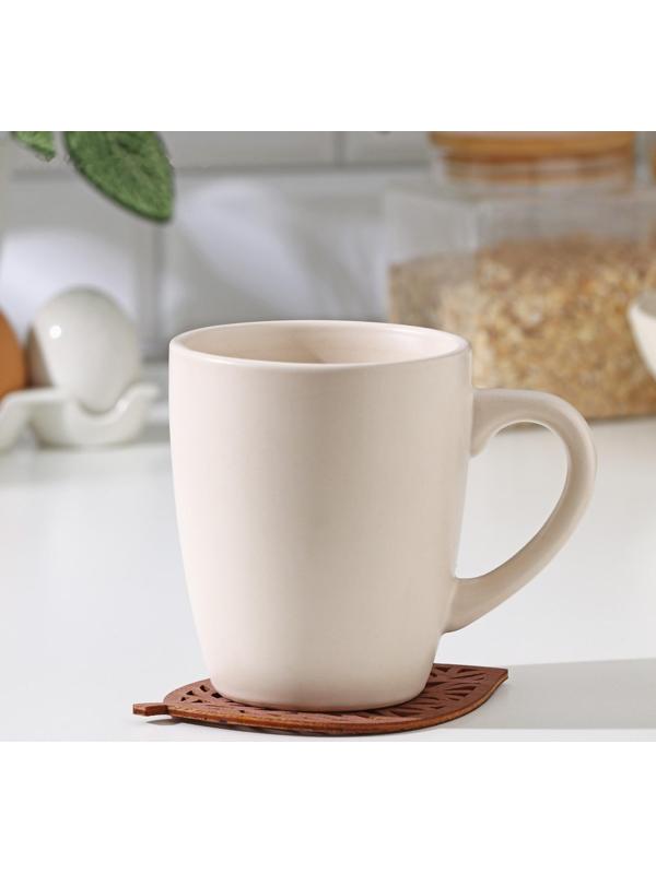 Подставка под горячее деревянная «Листочек», 9×9 см, цвет коричневый