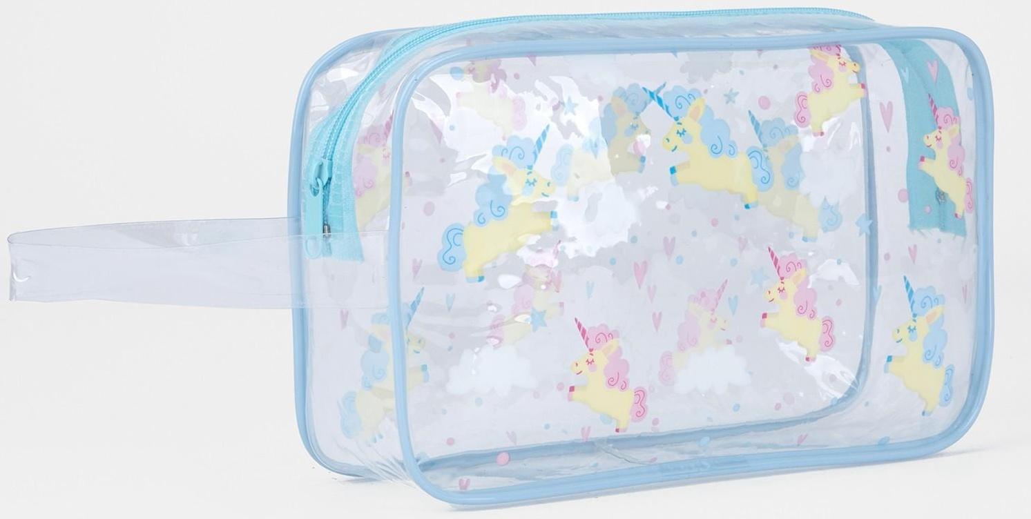 Косметичка на молнии, цвет голубой