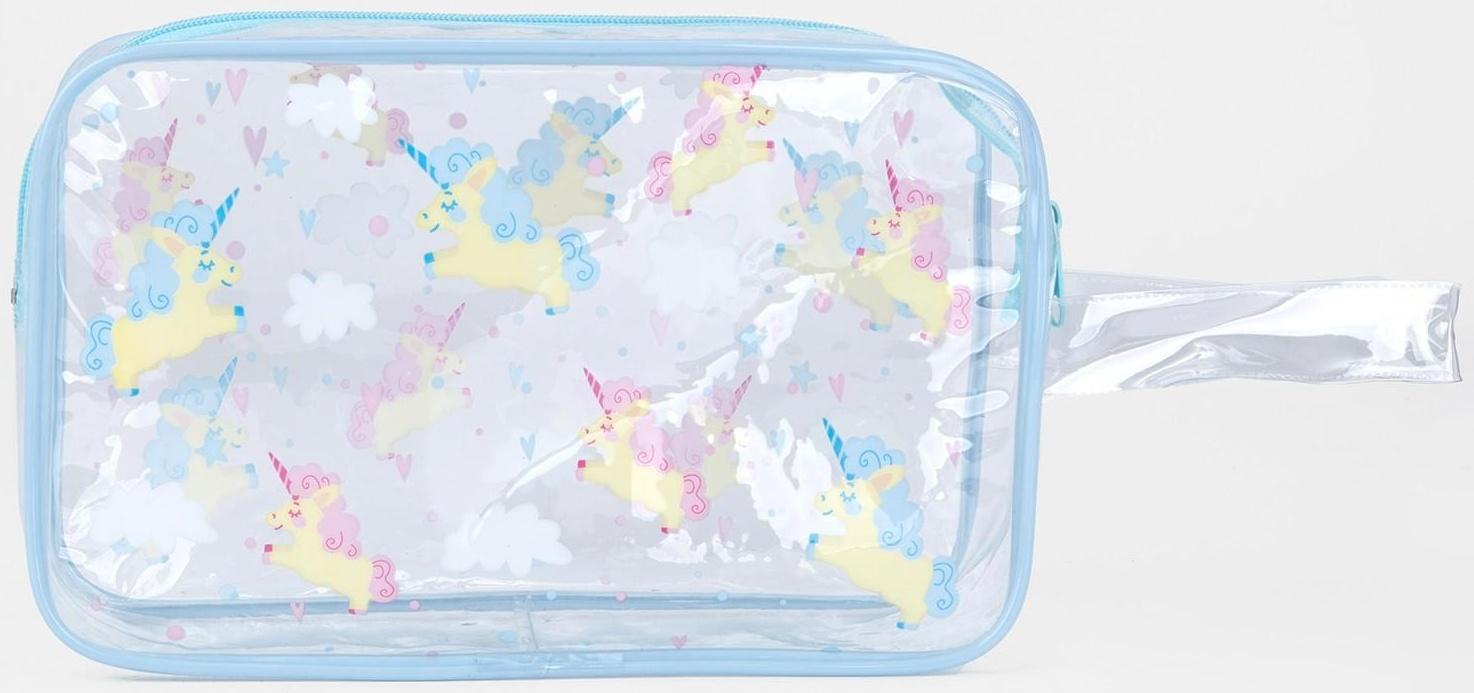 Косметичка на молнии, цвет голубой