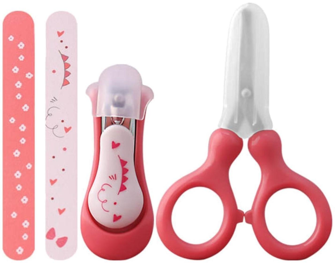 Детский маникюрный набор (ножницы, книпсер, пилочки), цвет красный