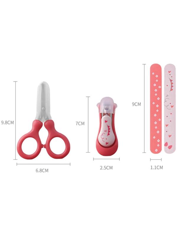 Детский маникюрный набор (ножницы, книпсер, пилочки), цвет красный
