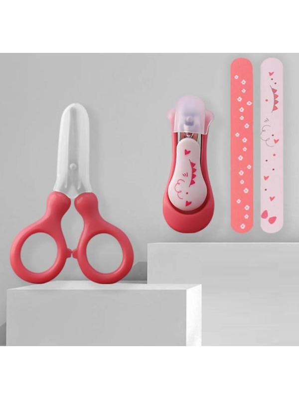 Детский маникюрный набор (ножницы, книпсер, пилочки), цвет красный