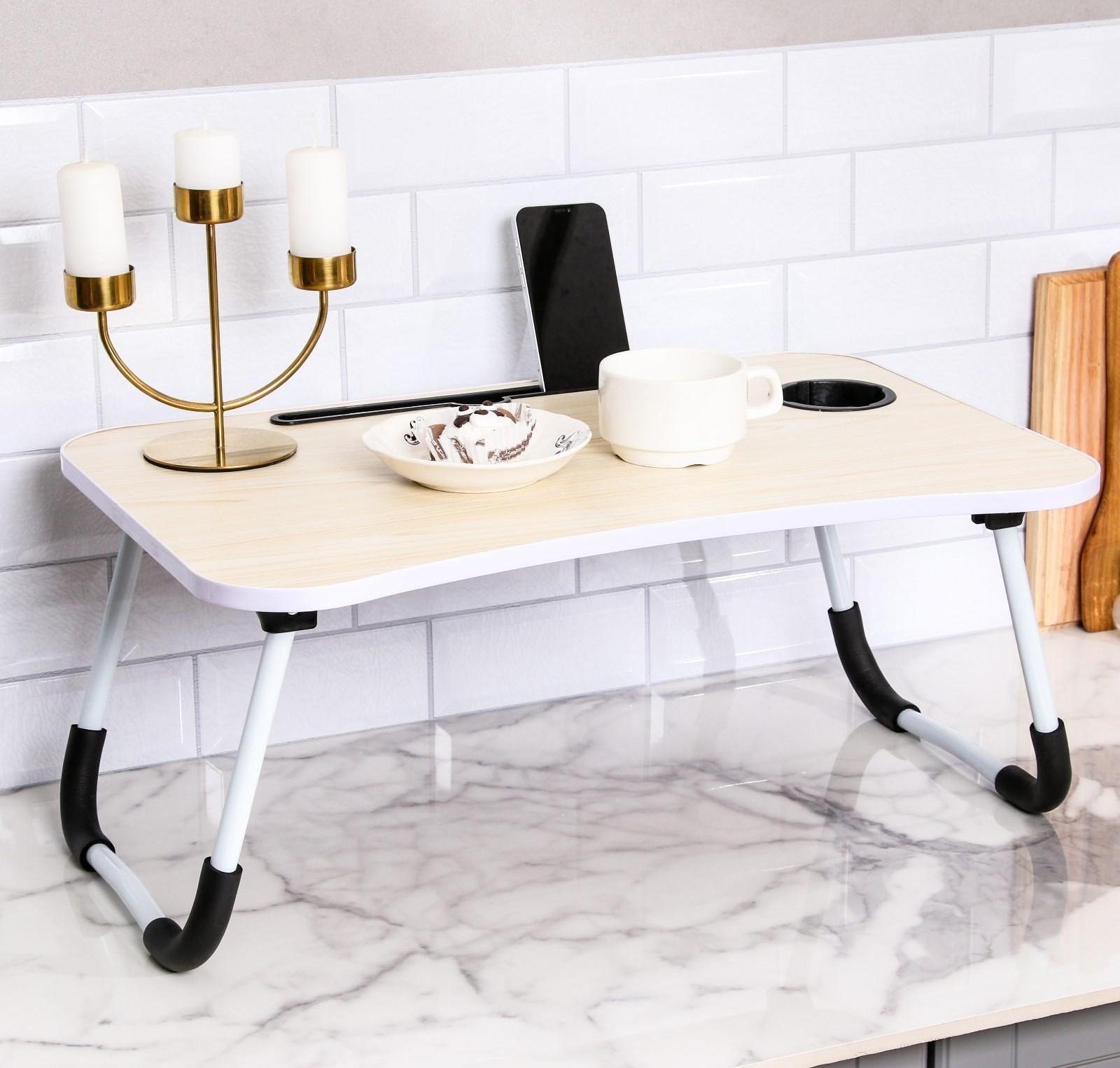 Столик - поднос для завтрака, для ноутбука, складной, белый, 60х40 см