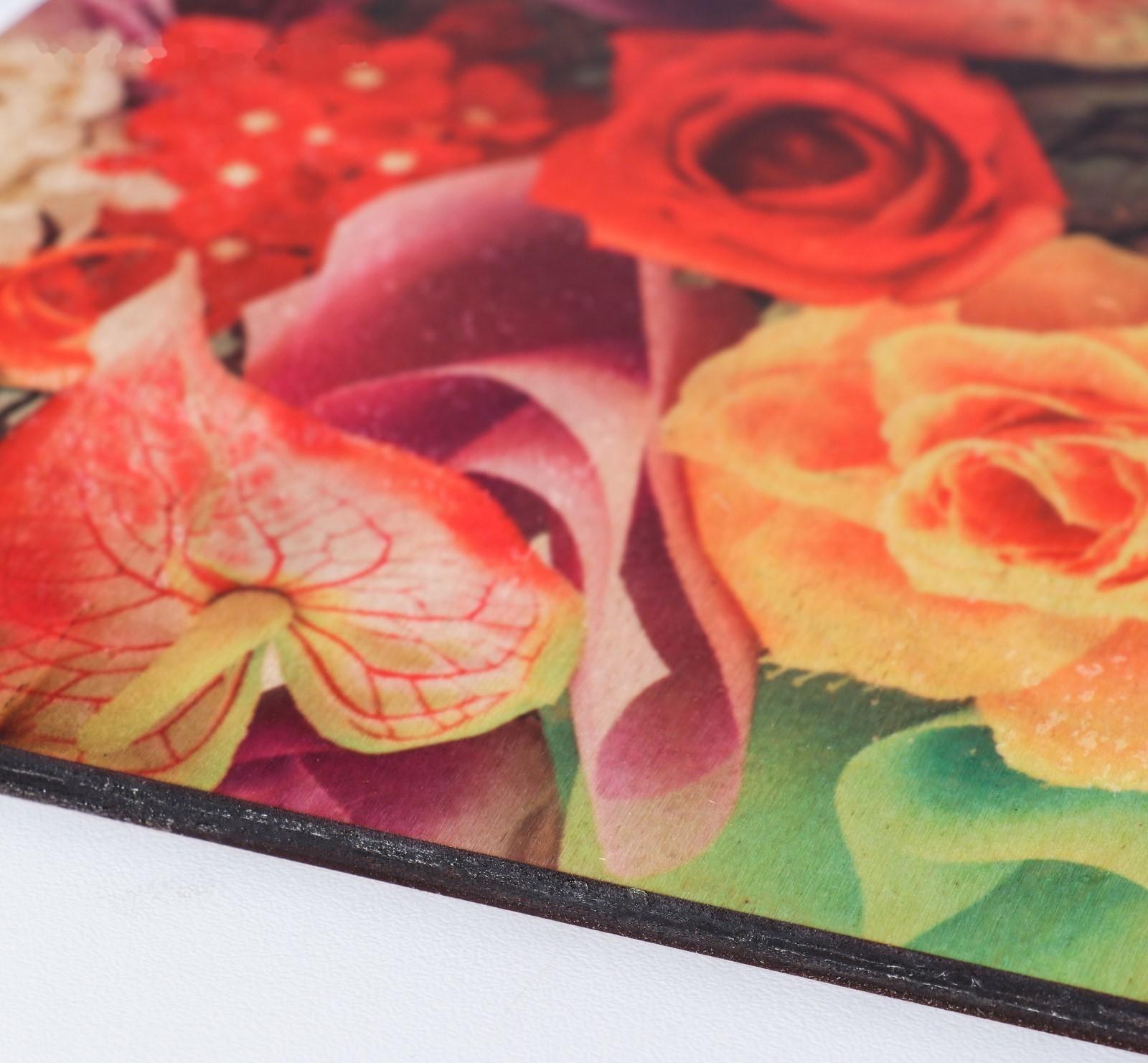 Набор деревянная разделочная доска и подставка под горячее с декором 