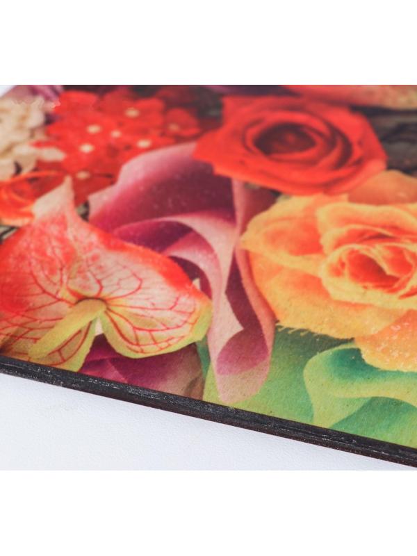 Набор деревянная разделочная доска и подставка под горячее с декором 