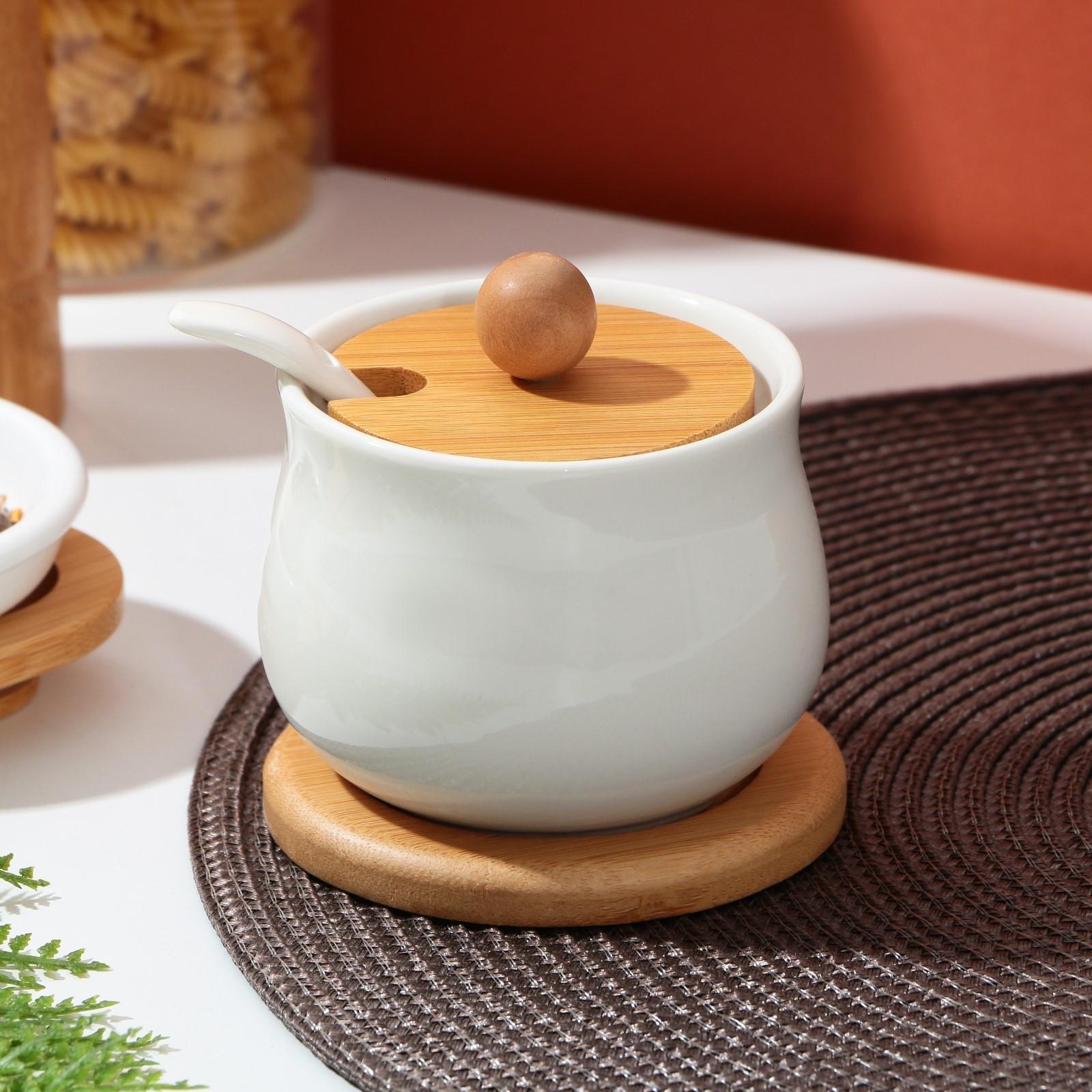 Сахарница с деревянной подставкой «Сердце дома», 230 мл