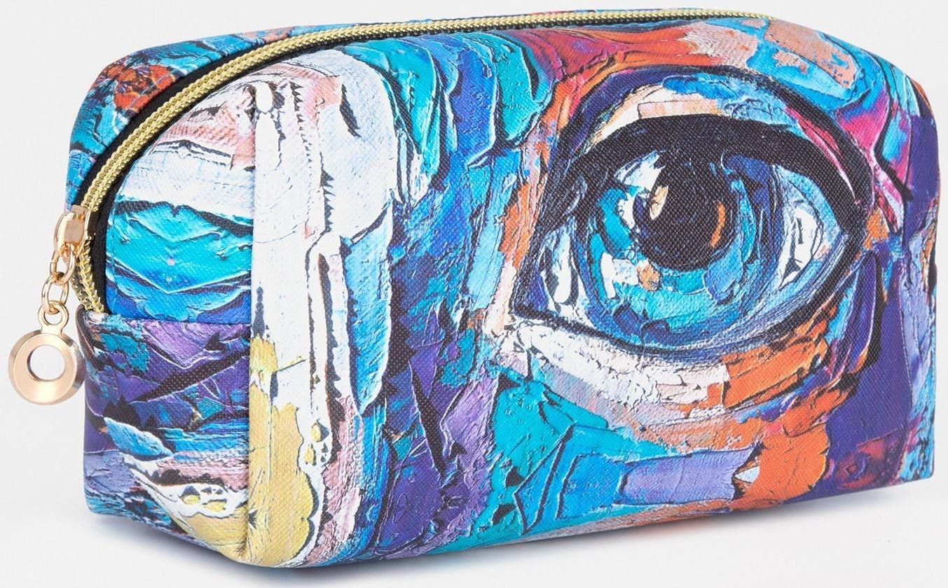 Косметичка на молнии, цвет синий/разноцветный