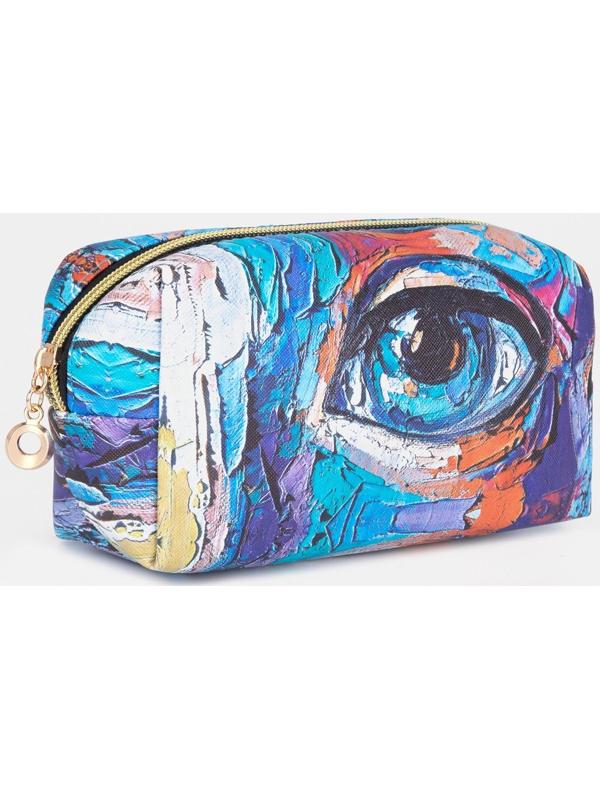 Косметичка на молнии, цвет синий/разноцветный