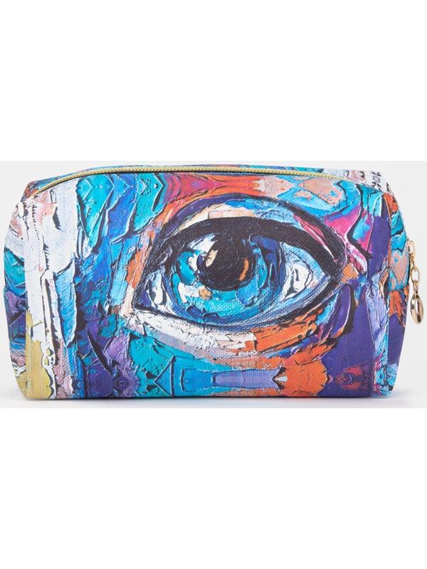 Косметичка на молнии, цвет синий/разноцветный