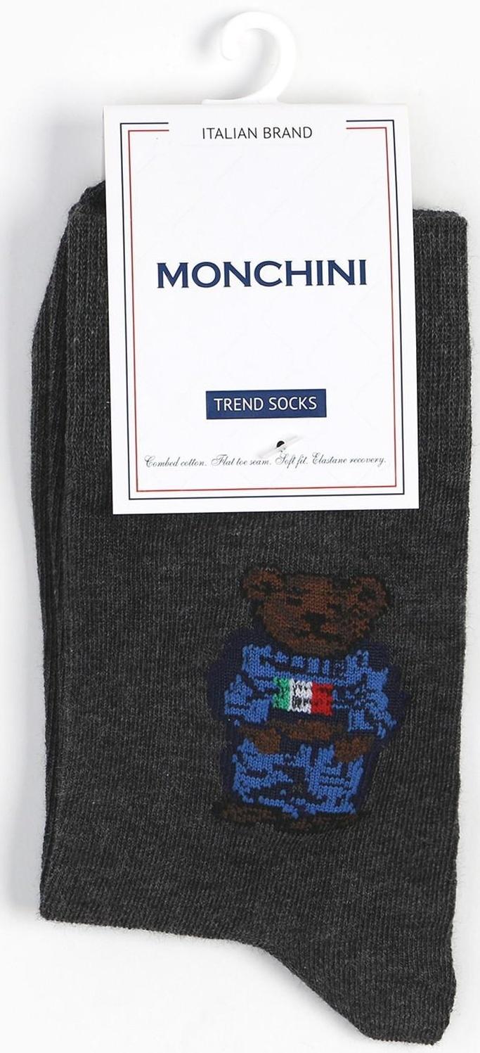 Носки мужские, цвет серый/мишка, размер 42-43