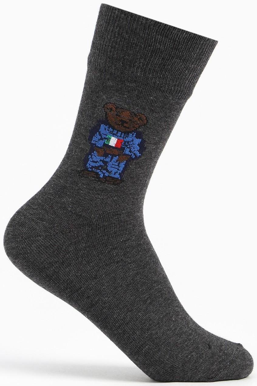 Носки мужские, цвет серый/мишка, размер 42-43
